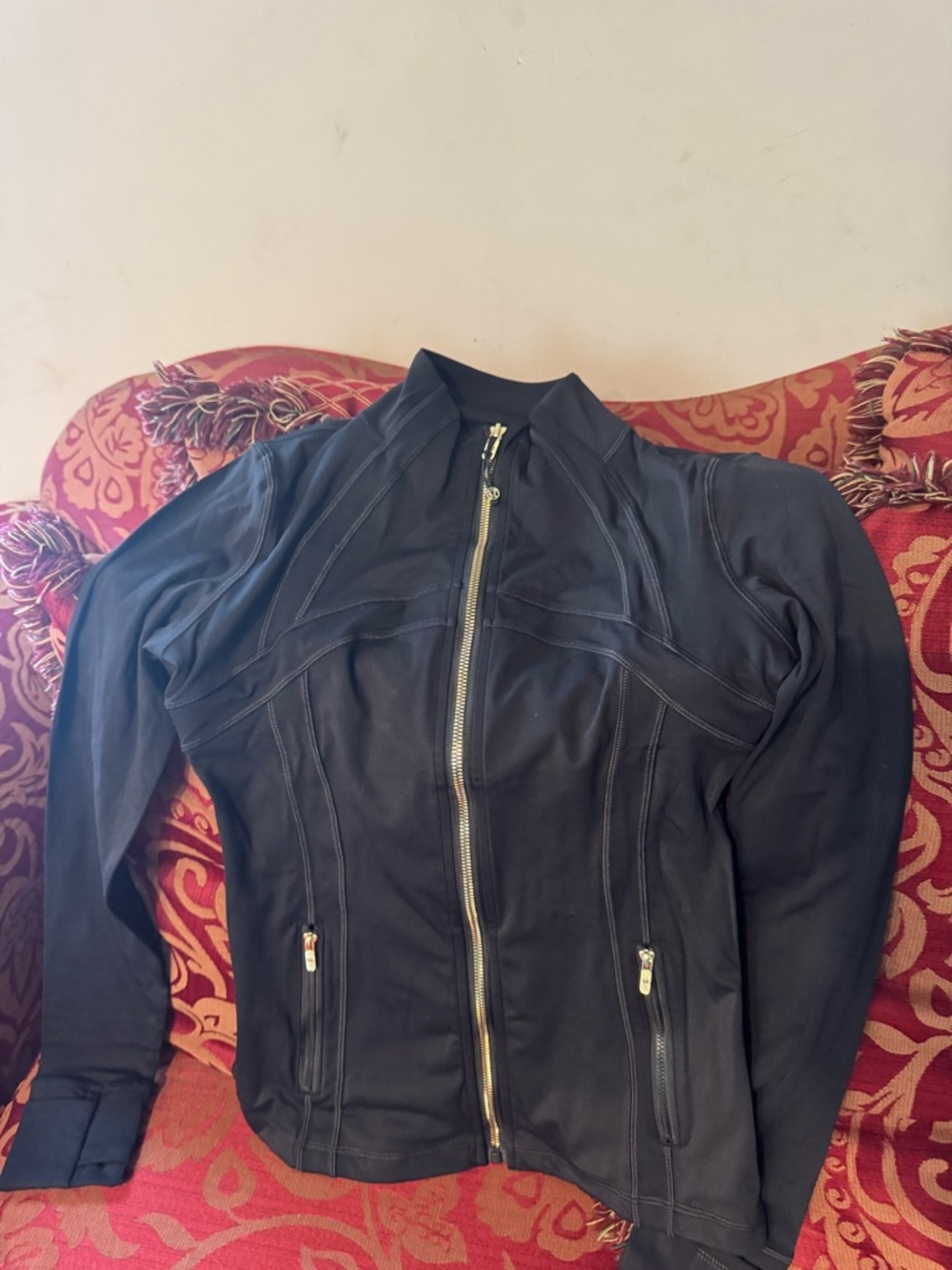 Black Zip-Front Jacket with Stand Collar